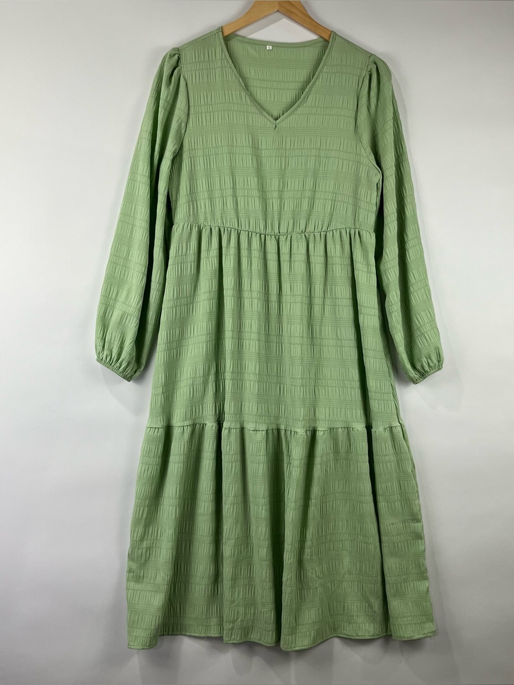 NWOT Textured V Neck Tiered Flowy Dress